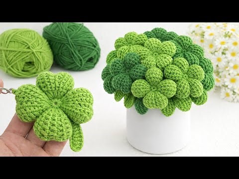 5 Minute Crochet Clover 🍀 Easy DIY Keychain Tutorial