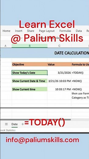 How to Display current date in Excel instantly #excel #trick