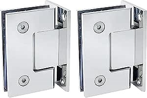 Alise Glass Shower Door Hinges, 90 Degree Hinges for Bathroom Doors,Heavy Duty Stainless Steel Cabinet Hinge Wall to Glass,Frameless Shower Doors Hardware Replacement Part,Polished Chrome (2P)