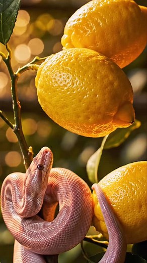 Pink Python’s Lemon Bite 🍋 | Nature’s Most Beautiful Moment | 8K Wildlife Art #insta #ai #wildlife #snake #python #lemon #fruitcutting #asmr #satisfying #notalking | PrismCut Slice