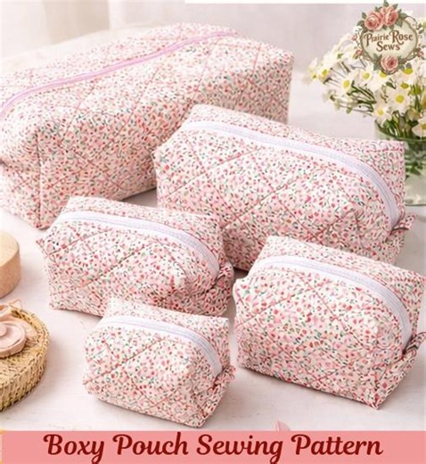 Boxy Pouch Sewing Pattern PDF | 5 Sizes Included | Beginner Friendly Zipper Bag Tutorial | Cosmetic Bag Pattern | Video Tutorial - Etsy