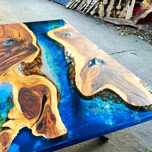 Custom Ocean Epoxy Resin Table – Handmade Live Edge Wood Table for Dining, Kitchen, Coffee or Office - Etsy