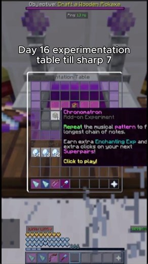 Day 16 experimentation table until I get a sharp 7 book