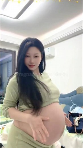 Cute Pregnant Chinese Mom 9 Months