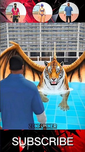 Hiphop 🕺 vs Bikini Girl 👙 vs Franklin 😱 | Swimming Pool Challenge 💦 | Giant Winged Tiger 🐅🪽🔥