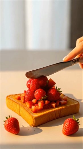 Spreading fruits on bread ASMR 🎧