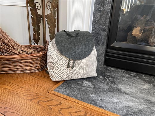 Handmade Khaki Green Leather Backpack Ivory Velvet Polka Dot Artisan Rucksack - Etsy