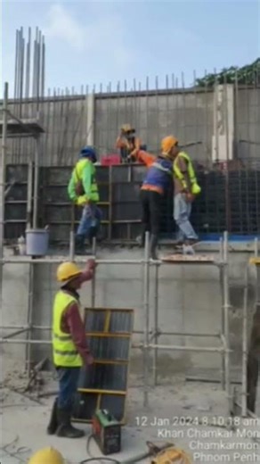 Installation of rebar Retaining wall.#construction #rr #wall #reels#engineering