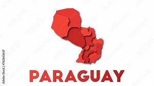Paraguay map showing regions. Animated country map with title. 4K resolution animation.