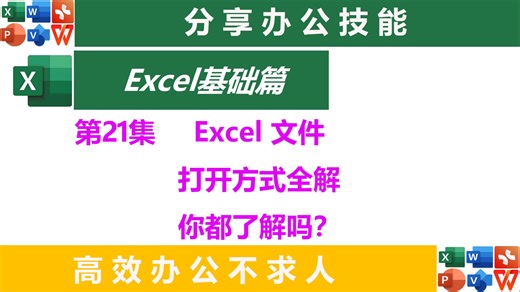 EXCEL文件的打开方式教程，让你随心所欲