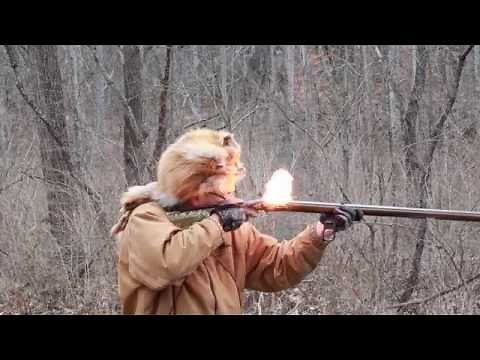 Loading and shooting a flintlock rifle slow motion