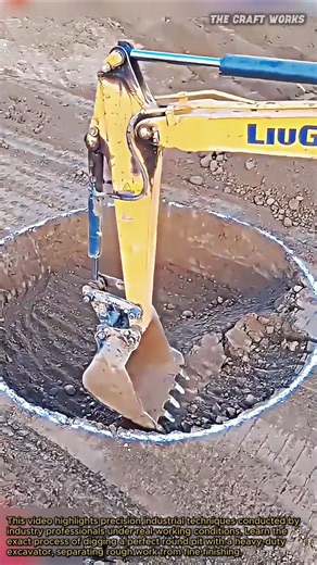 Excavator Digs Perfect Circle #industrial #machinery #skills #construction #heavyequipment