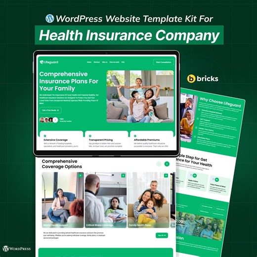 Health Insurance Company Wordpress Bricks Builder Template Kit | Insurance Agency & Quote Form Website - Etsy Australia