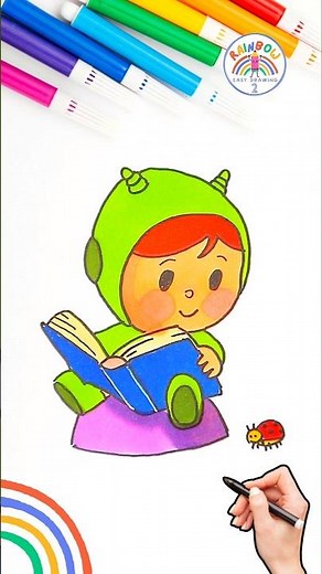 Pocoyó Drawing | Learn to Draw Pocoyo Cute Nina Reading Book 🌈📚 #pocoyo #drawing #book #forkids