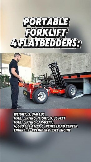 Portable forklift which you can attach to your flatbed trailer as a semi truck driver. #opendeck