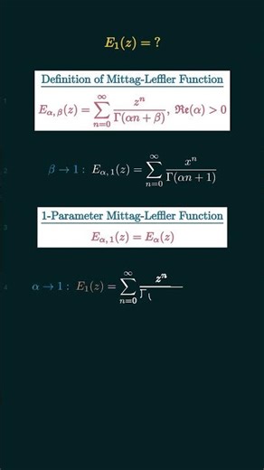 E_1(z): Mittag-Leffler Function of Order 1