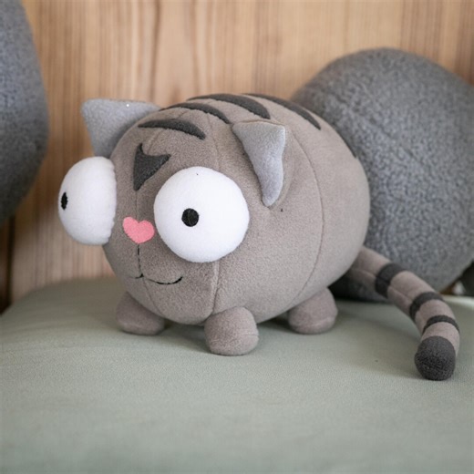 Cat Plush – Handmade Earthy Stuffed Animal, Unique Minimalist Kitty Toy, Quirky Woodland Nursery Decor, Cat Lover Gift, 9in - Etsy