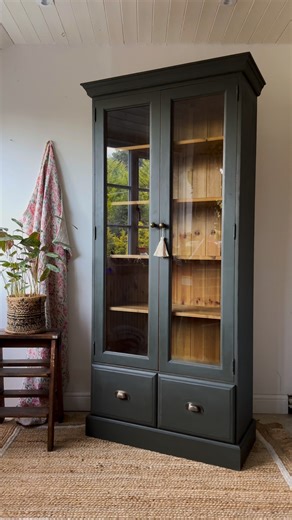 5.7K views · 36 reactions | Collard Greens Chalk Mineral Paint paired with Best Dang Wax brought this curio cabinet to life, giving it a stunning and modern refresh. A perfect blend of classic charm and contemporary style! Find your local retailer here: https://retailers.dixiebellepaint.com/ : FAFF Designs #DixieBellePaint #BestPaintOnPlanetEarth | Dixie Belle Paint Company | Facebook