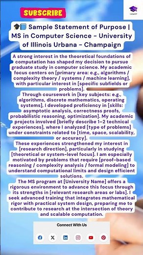 🎓📘 Sample Statement of Purpose | MS in Computer Science | University of Illinois Urbana - Champaign
