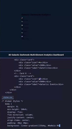 Galactic UI in 1min! 🚀 #webdevelopment #css #shorts #uidesign