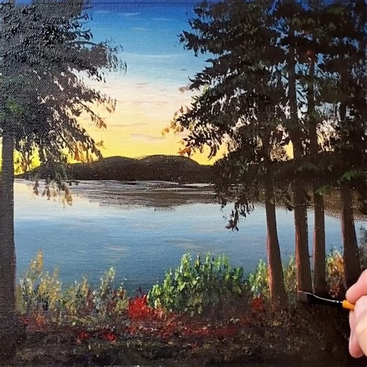 Sunset Painting Acrylic Painting Steps #artwork #Sunset #Painting #Acrylic #Painting | Zil Acrylic Painting