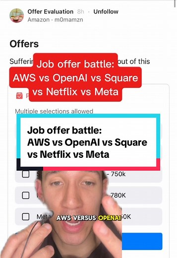 Job Offer Battle: AWS, OpenAI, Square, Netflix, Meta