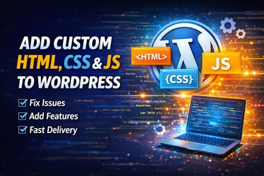 Jishaansinghal: I will add custom HTML, CSS, and js code to your wordpress website for $30 on fiverr.com