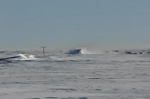 Snow plowing train.