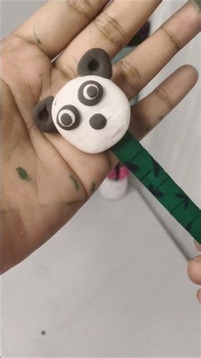 ❤️‍🔥🤩A panda made of clay DIY Paper Clip Using Popsicle sticks#shorts#diy#artandcraft#craft#clayart
