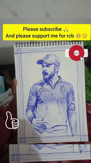 Virat Kohli Pen art 😯🥹, kaisa laga aaplog ko #viratkohli #cricket #wpl #smritimandhana #rcb #shorts