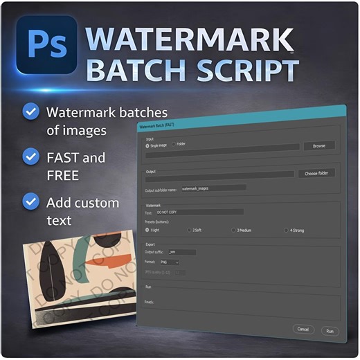 Photoshop Watermark Batch Script | Image Protection Tool (digital Download) - Etsy