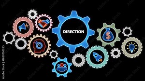 Business Strategy Gears Teamwork Innovation Finance Success Direction Concept Animation cogwheel mechanism