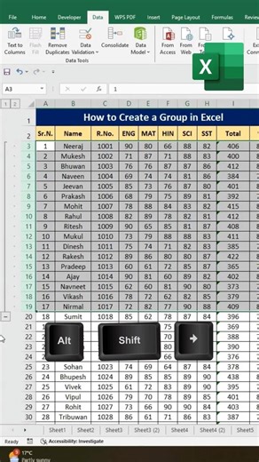 Excel grouped Rows Shortkey. #excel #group #tranding #viral #shortfeed#shortkey