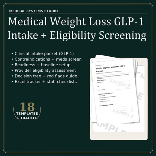 GLP-1 Intake Form | Medical Weight Loss Clinic Eligibility System (digital Download) - Etsy