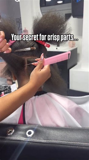 Using clips will make your job so much easier. I hate when I’m trying to part and unnecessary hair keeps falling into the way! Not only does it make you redo parts, it makes the whole process take 10x longer. Clipping down the hair you’re not touching is how you obtain clean, consistent, precise parts. If you struggle to keep your parts looking neat, it’s usually because you don’t have enough tension or you’re not controlling the hair around the part you’re creating. This simple step helps you s