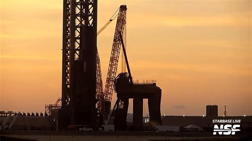 8.3K views · 166 reactions | The sun sets on another day at Starbase, as activity at Pad 1 continues to ramp up. We are hoping to see the new Ship Static Fire Adapter lifted onto the launch mount very soon! Stay tuned with us to see what happens next. Our 24/7 livestream, Starbase Live, is linked below.  | NASASpaceflight.com | Facebook