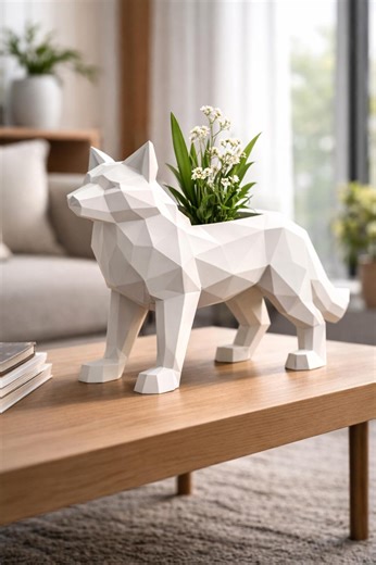 Geometric Wolf Planter – Low Poly Animal Holder (digital Download) - Etsy