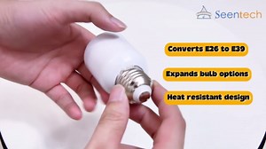 Seentech E26 to E39 Base Adapter, Medium E26 to Mogul E39 Light Bulb Socket Converter, Heat Resistant Up to 165℃, Supports Maximum 300W, Durable Porcelain Construction
