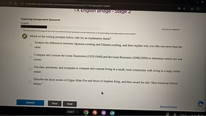 Which of the writing prompts below calls for an explanatory the... | Filo