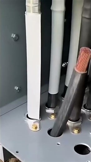 The process of installing large-sized cables by a worker meticulously