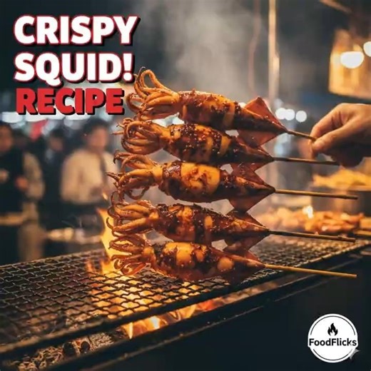 Crispy Grilled Squid Recipe 🦑 Easy BBQ Seafood Street Food at Home #Shorts