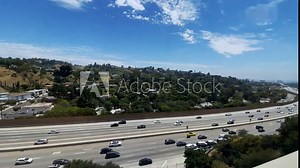 Incredible View of the Interstate 405 from the Getty Center tram train in Los Angeles Southern California.