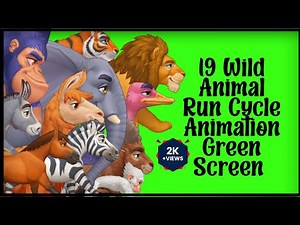 19 Animals Animation Run Cycle Green Screen | 4k