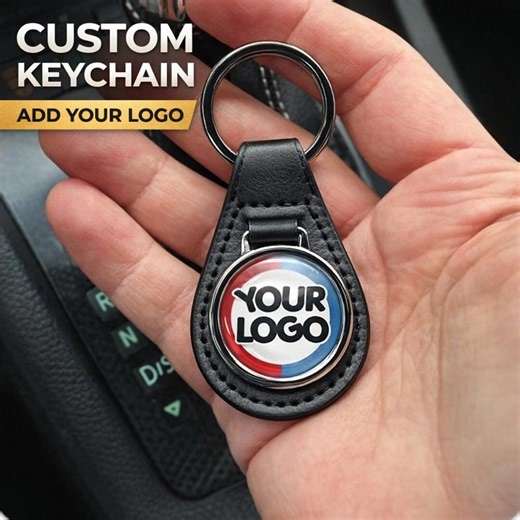 Custom Logo Leather Keychain Personalized Gift Keyring - Etsy