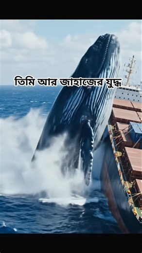 Blue whale fighting Against a Cargo ship