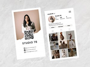 Modern QR Code Business Card Template: Instagram Design (canva) - Etsy