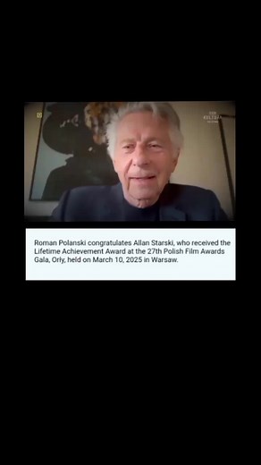 2K views · 50 reactions | Roman Polanski congratulates Allan Starski, who received the Lifetime Achievement Award at the 27th Polish Film Awards Gala, Orły, held on March 10, 2025 in Warsaw. Source: vod.tvp.pl | Roman Polanski Unofficial | Facebook