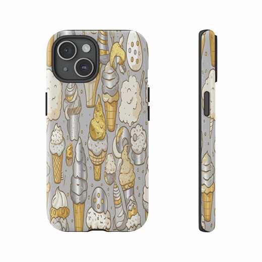 Ice Cream Cone Pattern Phone Case, Gold Silver Dessert Art - Etsy