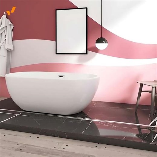 Freestanding Acrylic Material Oval Bath Tub White with Pop-Up Drain and Overflow Trim