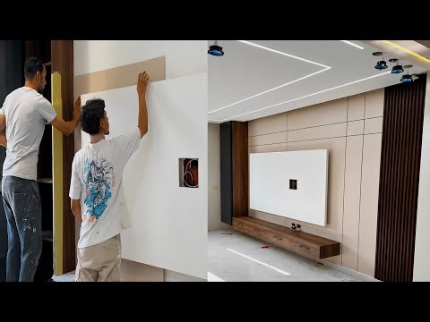 How to Build a Modern TV Wall with Wood Slat Panels | Step-by-Step DIY Feature Wall